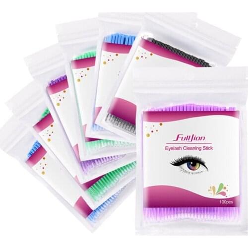 100Pcs Disposable Eyelash Cotton Swab Micro Brushes Eyelashes Extension Cleaning Sticks Brushes For Eyes Mascara Remove Makeup