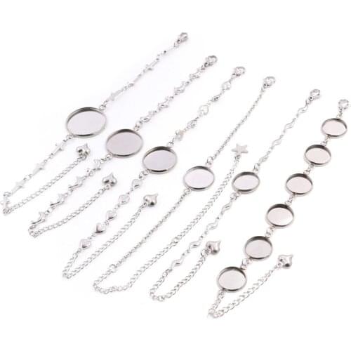 2pcs 12mm 14mm 16mm 18mm 20mm 316 stainless steel Bangle Base Bracelet Blank Findings Tray Bezel Setting Cabochon Cameo
