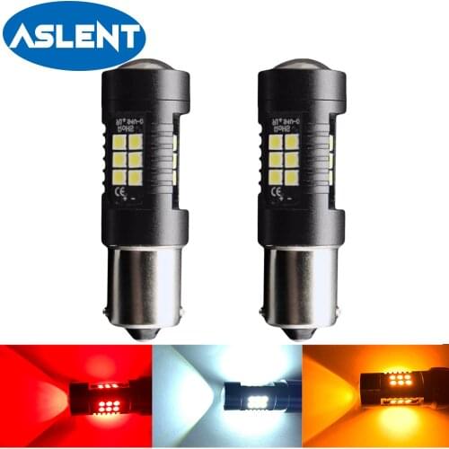 ASLENT 2x Signal Lamp P21w Led Ba15s 1156 Py21w Bau15s Bulb 3030SMD Canbus 1157 Led Bay15d P21/5w Turn Brake Backup Light 12V