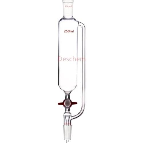 250ml,24/40,Glass Pressure Equalizing Additional Funnel,PTFE Stopcock,Lab Glassware