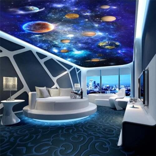 Beibehang papel de parede 3d Home Decoration 3d wallpaper Cosmic Galaxy Sky 3D Floor wallpaper Living room ceiling 3d wallpaper