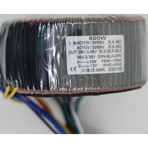 500W Toroidal Transformer Output 36V-0-36V 36V-0-36V 12V-0 12V-0 Or 36V-0-36V 12V-0