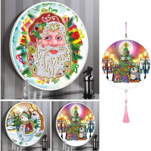 5D DIY Diamond Painting with Round Frame Special Shaped Drill Cartoon Diamond Mosaic Cross Stitch Christmas Home Decorations