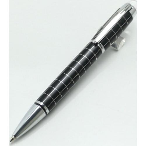 Baoer 79 Rollerball /Ballpoint Pen Black Matte Silver Line Rotating Crystal Cover Office School Supplies Writing