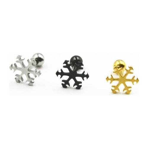 Free Shippment 50PCS Body jewelry-Snowflake Ear Stud Tragus/Helix Bar/Stud Upper Prong Short Bar Diath Cartilage Earring 16g New