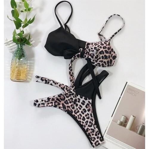 Low Waist Bikini Swimwear Women Patchwork Bikini Sexy Leopard Swimsuit Maillot De Bain Femme Push Up Biquini Micro Bikinis 2020