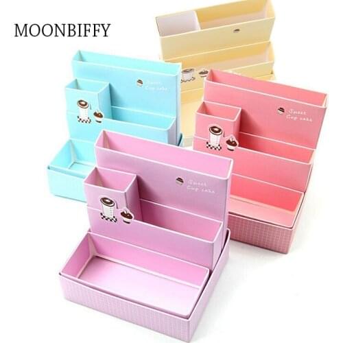 DIY Paper Board Storage Box Desk Decor Stationery Makeup Cosmetic Organizer New Home Household Storage Helper Gifts for Kids