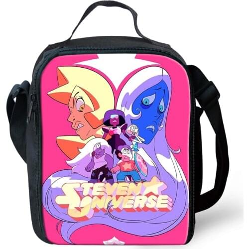 HALYUNASC Kids Insulated Lunch Bag Steven Universe Pattern Students Water-proof Lunch Box Cartoon Girls Picnic Snacks Container