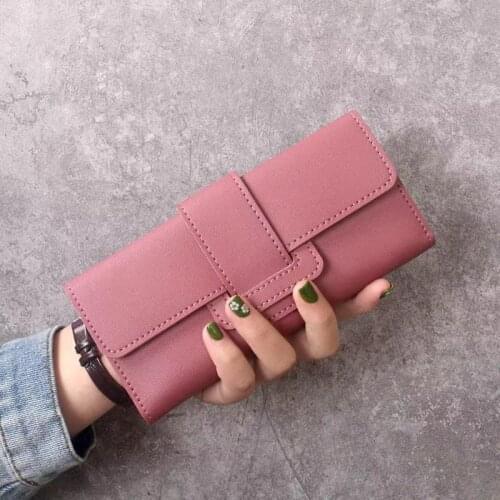 Women PU Pink Black Purple Blue Gray Green Hasp Money Credit Card Holder Long Clutch Wallet Coin Purses 2021 Portefeuille Femme