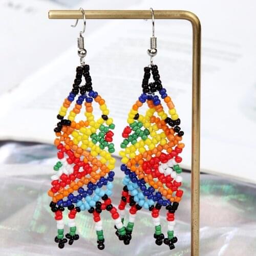 Ethnic Bohemian Tassel Earrings Colorful Handmade Beaded Long Earrings for Women Charm Jewelry Statement Earring Party Gifts