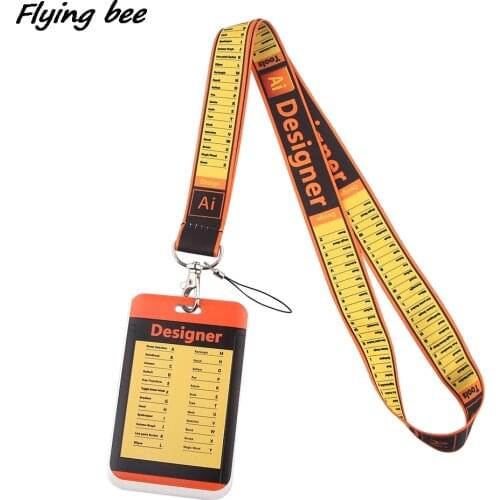Flyingbee X1641 Ai Drawing Tool Creative Lanyard Card Holder Designer Hanging Neck Phone Lanyard Badge Subway Access Card Holder