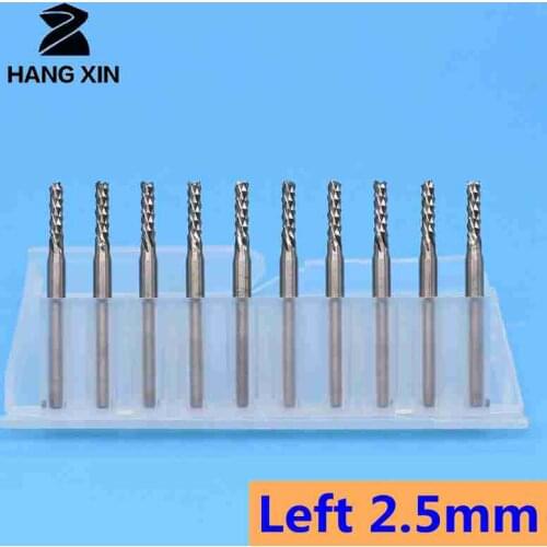 Tungsten Carbide PCB Left Milling Cutter 2.5mm 2.3mm 2.2mm Corn Metal Chipping Tool 10PCS CNC Fishtail Engraving Drill Kit
