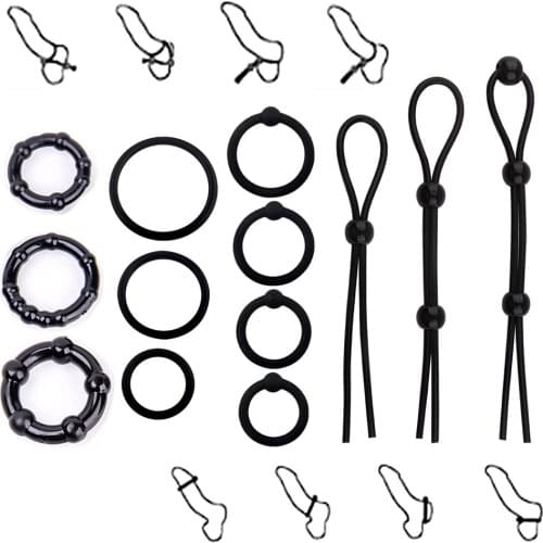 6 Types Reusable Penis Ring Male Penis Erection Cock Ring Delay Ejaculation Chastity Device Sex Toys for Men Adults Sex Shop