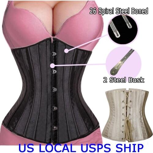 Slimming Body Shaper Woman Sexy Waist Trainer Underbust Corsets & Bustiers Satin Steel Boned Waist Cincher Corselet