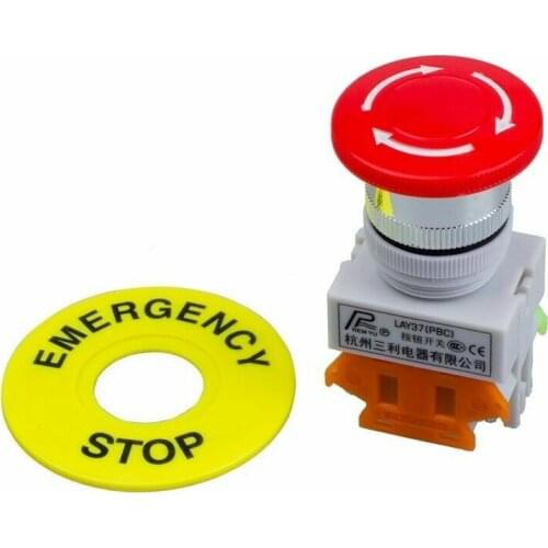 Red mushroom cover 1no 1nc DPST emergency stop button switch AC 660v 10a