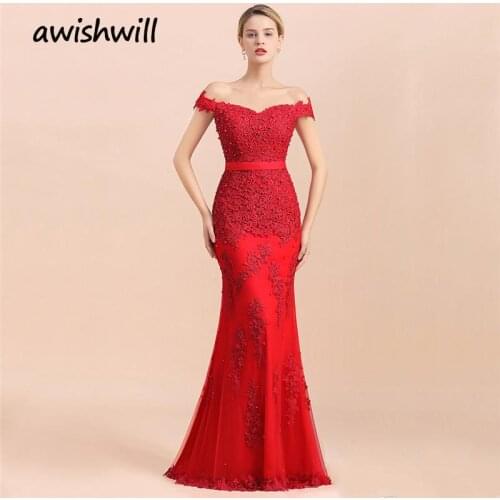 Beading Lace Appliques Dresses Sexy Back And Off The Shoulder Mermaid Lace Prom Dresses