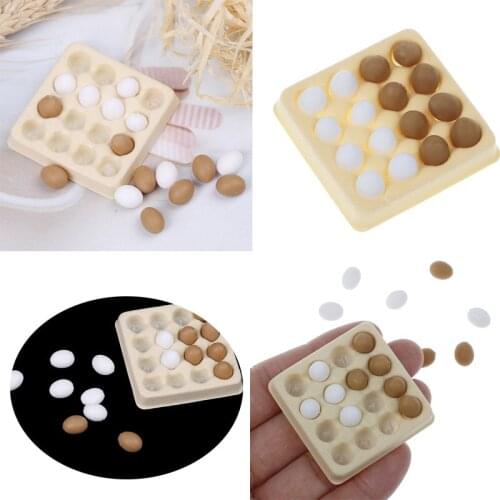Mini Landscape 1:6 1:12 Scale Eggs And Tray Miniature Dollhouse Toy Doll Food Kitchen living Crafts Artificial 4x 4cm 17pcs