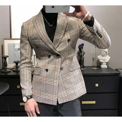 1 Piece Men Suit & Blazer Houndstooth Fashion Jacket Custom Made Fit Slim Handsome Men Blazer High Quality Formal Party Outfit