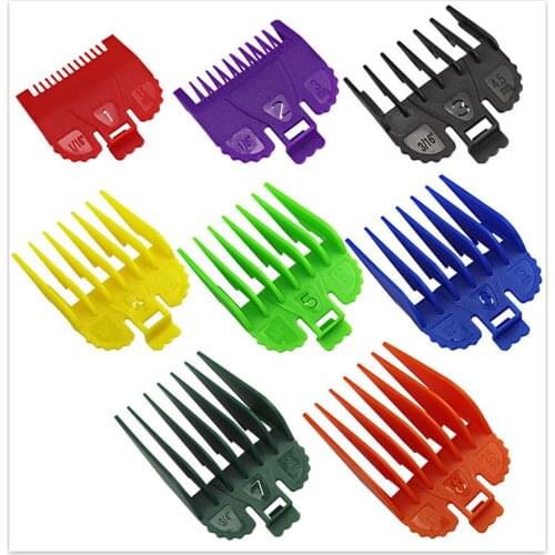 8 Sizes Cutting Guide Comb Set Colorful Limit Comb Set Replacement for Wahl Electric Hair Trimmer Shaver Tool with Storage Box