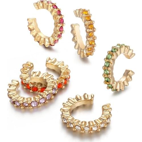 6pcs Fashion Small Ear Cuff Set Earring for Women Colorful Cubic Zirconia Clip Earring Stackable Cartilage Earring No Pierced