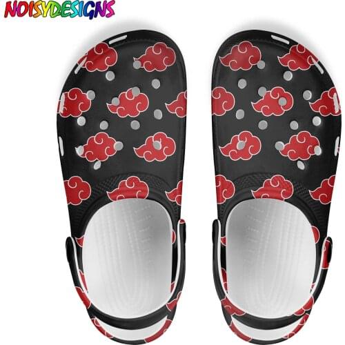 NOISYDESIGNS 2021 New Woman Shoes Hole Slippers Sandals Anime Akatsuki Red Cloud Printing Fashion Outdoor Beach Shoes Plus Size