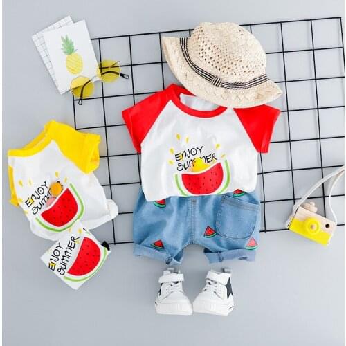 NEW Baby Boys Girls Summer Clothes Fashion Cotton Set Printed Fruit Sports Suit for Boy T-Shirt + Shorts ChildrenS Clothing