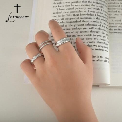 Letdiffery New Irregular Adjustable Size Open Rings Elegant Stainless Steel Never Fade For Women Vintage Jewelry Birthday Gifts