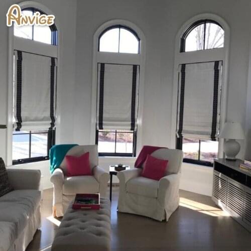 New Arrival Modern Cotton/Linen Fabric Roman Blinds With Banded Roman Shades For Living Room Window Curtains