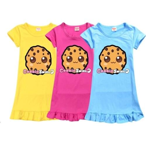 COOKIE SWIRL C Flower Girl Dress Girls Nightdress Summer Nightgown Short-sleeved Pajamas Dress Children Homewear Kids Clothes
