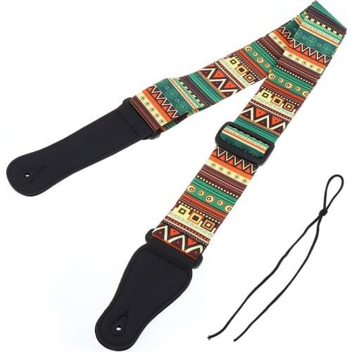 90-150cm Adjustable Durable Portable Printing Guitar Strap Guitar Accessories with National Style Colorful for Guitar/Bass