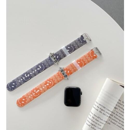 Cashew Flower Ladies Strap For Apple Watch 38 40 42 44 mm Luxury Smiley Strap Accessories For iWatch Series 4 5 6 3 2 SE Gift