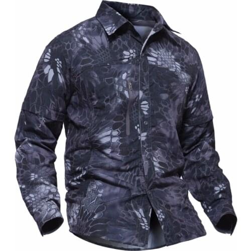 Summer Men Shirt Military Tactical Camouflage Long Sleeve Army Combat Breathable Quick Drying Removable Paintball Shirts Clothes