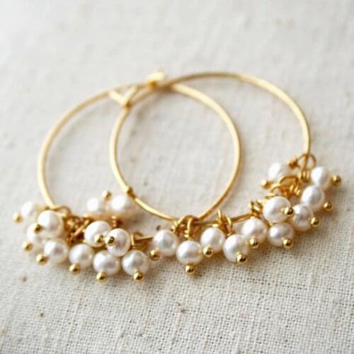 925 Silver/Gold Filled Hoop Earrings Pearl Earrings Hoop Jewelry Handmade Brincos Minimalism Oorbellen Pendientes Boho Earrings
