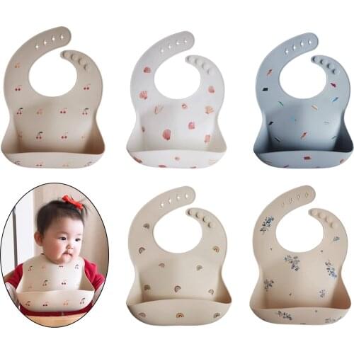 Silicone Bibs Girl Boy Feeding Adjustable Bib Easily Wipe Clean BPA Free