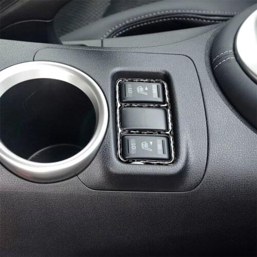 Carbon Fiber Center Console Heating Button Frame Cover Trim for Nissan 370z 2009+ Interior Decoration Car Accessories Sticker