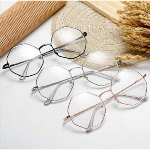 Octagonal Polygon Glasses Beautiful Eyeglass Frame Smooth Mens Womens Clear Lens Metal Spectacle Frame Fashion Retro Glasses