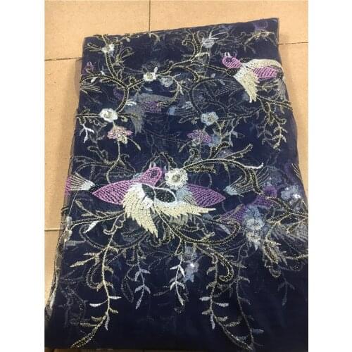 Top quality african mesh lace fabric BZL-102922 embroidered tulle lace with sequins and small beads