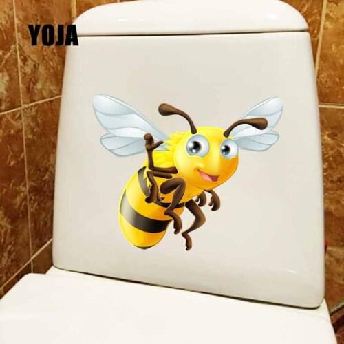 YOJA 23.1X18.9CM Intereting Animal Toilet Wall Sticker Decal Living Room Home Decor Cartoon Bee T5-0934
