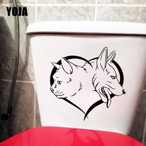 YOJA 23.3X22.8CM Toilet Decal Pet Animal Dog Cat Love Kids Room Home Decor Wall Stickers T5-1507