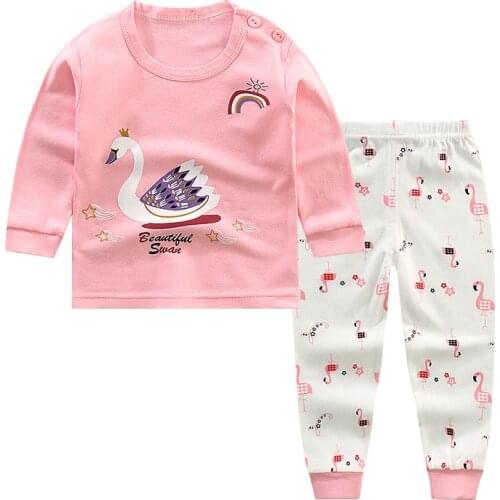 100% Cotton 6M-4T Baby Girls Pajama Sets Outfit Long Sleeve Girl Childrens Set Sleepwear Pink Toddler Girl Fall Clothes 2021