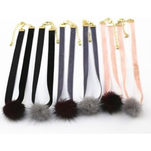 12 pcs/lot fashion jewelry accessories colorful fur ball Choker Necklaces