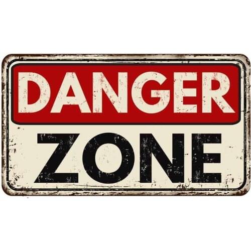 13cm x 7.5cm for Danger Zone Vintage Rusty Metal Creative Car Sticker DIY Custom Printing Decal Suitable for Vehicle