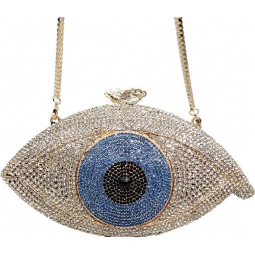 19x10.5CM Women Eye Set With Diamonds Dinner Bag Empty Metal Diamonds Clutch Bag Banquet Dress a6814