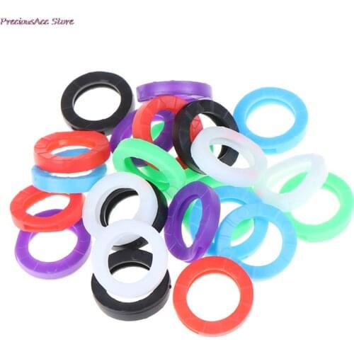 24pcs Bright Colors Hollow Multi Color Rubber Soft Keys Locks Cap Key Covers Topper Keyring Elastic Case Round Soft Silicone