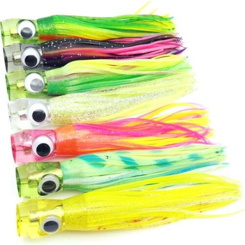 3 pieces of 16.5 cm 50 g trolling epoxy head octopus squid bait hard head soft octopus bait squid fishing tackle large game bait