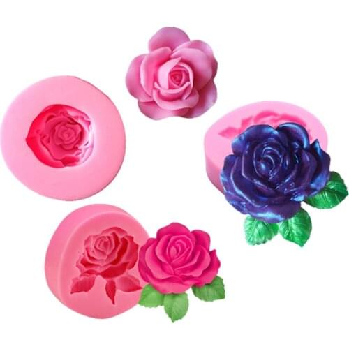 3D three-dimensional rose flower silicone mold fondant cake chocolate decoration soap candle tool sugar crafts kitchen gadgets