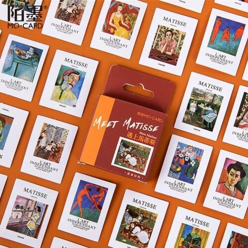 46 Pcs Meet Matisse Diary Handmade Adhesive Paper Flake Oil Painting Decoration Sticker Scrapbooking Bullet Journal Stationery