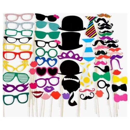 58pcs/lot Wedding Photo Props Glasses hat beard spoof modelling for Party DIY Decorations