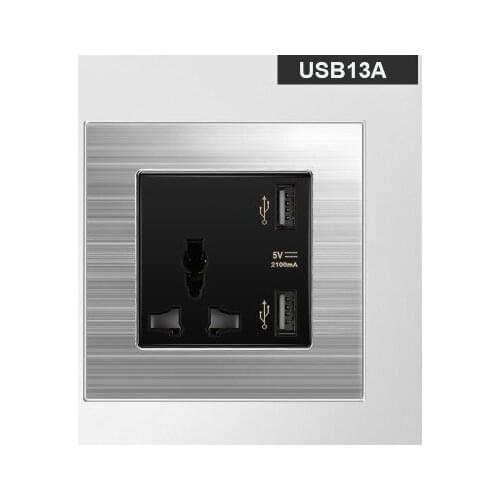 86 type 13A British port Macao Square foot Three hole socket USB socket panel International English standard Switch panel