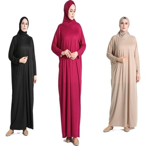 Abaya Muslim Prayer Dress Hoodie Hijab Kaftan Islamic Dress Full Cover Turkey Casual Colorful Scarf Black Navy Indigo Mink